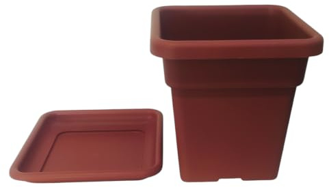 NG NICCOLAI VASI QUADRI E SOTTOVASI PLASTICA VARI COLORI E DIMENSIONI (KIT VASO+SOTTOVASO 38X38X38 cm, TERRACOTTA)