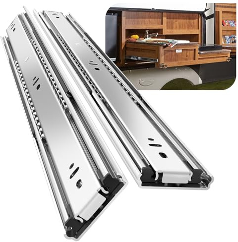 BAIDICE 1 Pair Heavy Duty Drawer Slides 12 14 16 18 20 22 24 26 28 30 32 34 36 38 40 Inch 150 lb Load Capacity Side Mount Full Extension Ball Bearing Rail Runner（Without Lock,12 inch）