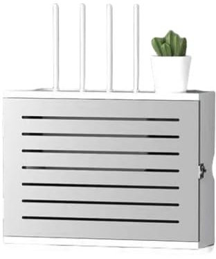 An der Wand montiertes Router-Rack, WLAN-Router-Box, stanzfreie WLAN-Aufbewahrungsbox, Router-Rack, Router-Versteck-Aufbewahrungsbox, 2 Ebenen, verstellbares TV-Set-Top-Regal, stanzfreier Organizer (