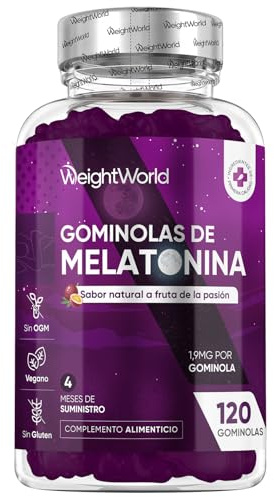 Melatonina Gominolas 120 Unidades Con Vitamina B6 y Sabor Natural a Fruta de la Pasión - Gummies para 4 Meses, Melatonina Contribuye a Reducir el Tiempo para Conciliar el Sueño, Veganas y Sin Gluten