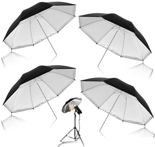 Wudaizhi 4 Stück Schwarz/silberfarbener Regenschirm, Professionelle Fotografie, Reflektierende Beleuchtung, Reflektorschirm Für Professionelle Foto- Und Videoaufnahmen