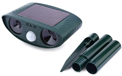 Kexpery Répulsif à ultrasons pour animaux avec détecteur de mouvement pour chien, chat, oiseau, 7,8 m