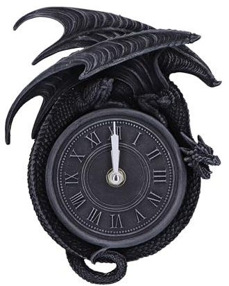 Nemesis Now Time to Burn Drachen-Uhr, 20 cm, Harz, Mehrfarbig | Kunstharz, fachmännisch handbemalt