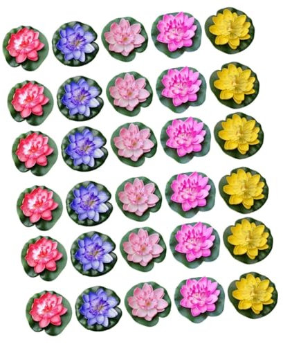 FUNOMOCYA 30stücke Künstliche Eva Lotusblüten Für Teichdekoration Schwimmende Seerosen Und Hellpink Realistische Wasserpflanzen Für Garten Und Aquarium