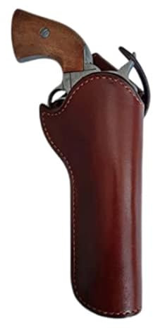 MDFCZXP Pirat Steinschloss Holster Mittelalter Retro Leder Pistole Holster Western Cowboy Kein Gürtel Einzelner Waffenhalter Revolver Gürtel Holster für Männer Frauen,Braun,10cm