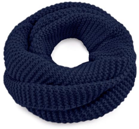 Neverless® Damen Loopschal Strickschal Schlauchschal Winterschal einfarbig navy unisize