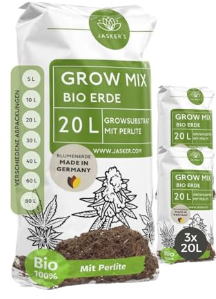 Bio Grow Erde 60 L - Substrat mit extra viel Perlite - Grow Bio Blumenerde lebenden Wurzelaktivator Mikroorganismen (Trichoderma) - Anzuchterde