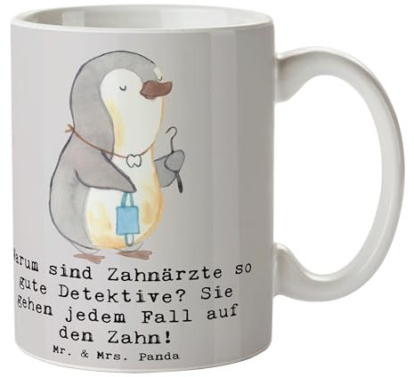 Mr. & Mrs. Panda Tasse Zahnarzt Detektiv - Geschenk, Familie, Lächeln, Kaffeetassen, Dentisten, Geschenke für Berufstätige, Berufe, genauigkeit,