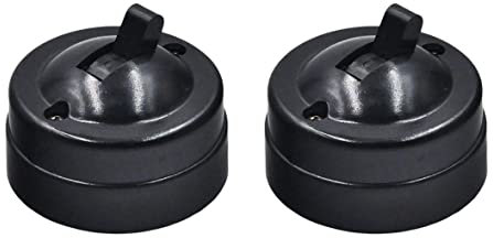 Interruptor de control único retro Superficie de pared montada en la pared redonda de alternancia plana de 2 piezas Negro de control de luz redonda de 2 piezas, interruptor de del botón.