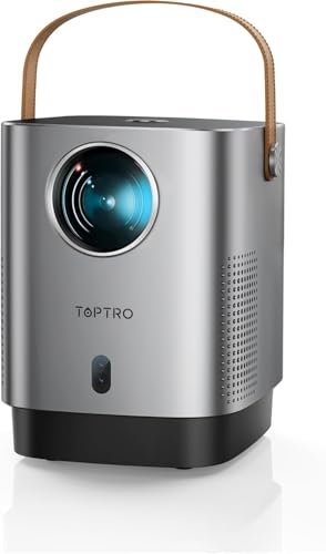 Mini Beamer 【4D/4P Trapezkorrektur/Elektrischer Fokus/Staubdichter】 Smart Projector 1080P Full HD mit 20000 Lumens, TOPTRO Beamer Klein WiFi6 Bluetooth5.2 50% Zoom für TV Stick/Smartphone/HDMI/USB