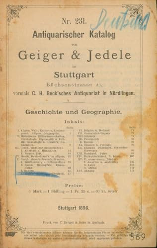 Geschichte und Geographie. Antiquarischer Katalog Nr. 231.