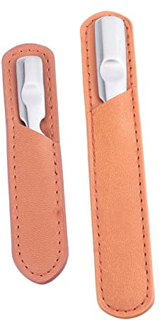 ARTSEWPLY Lima Unghie in Acciaio Inossidabile, Doppia Faccia, Resistente All’abrasione, 2 Set con Custodia in Pelle per Manicure e Pedicure