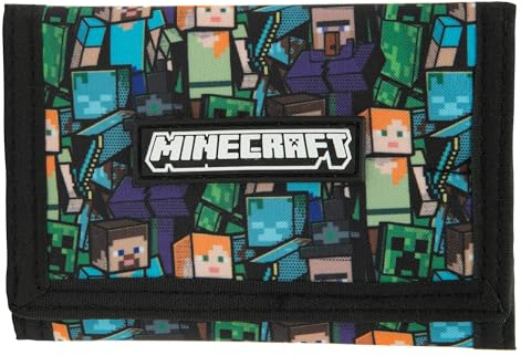 Minecraft Boys Wallet for Kids with Card Slots & Zip Coin Pocket Creeper Gamer Accessories Gaming Gift