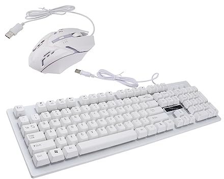 Uonlytech Conjunto de Teclado y Ratón para Teclado Mecánico Suspensión USB Ratón USB Kit para PC para Gaming Nocturno