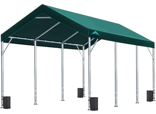 ATUMY Carports Robustes Carport-Überdachungs-Partyzelt für Autogaragen, Bootsunterstände, einstellbare Spitzenhöhe von 9,5 bis 11 Fuß Auto-Markise