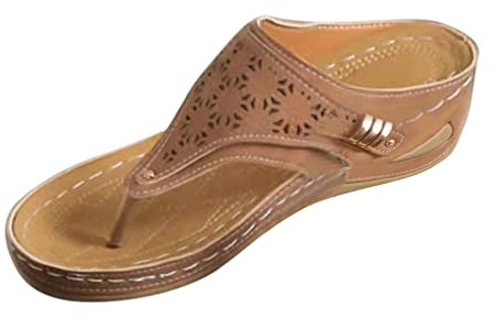Platåsandaler dam svart boho flip flop dam sommar tåstång sandaler halkfria sommarskor mjuka fotbädd pantoletter lätta ortopediska skor avslappnade tåsandaler platta, BRUN, 39 EU