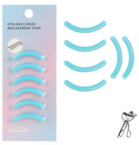 Wimpernzange, Reise-Design, kompatibel mit Shiseido, Silikon-Weichgummi-Wimpernzange, Nachfüllpackung für einfachen Transport, 6 Stück, Blau
