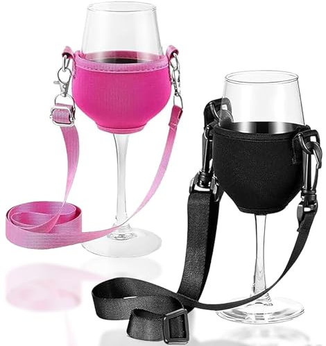 EUYKQNOI 2 Pezzi Porta calici, porta bicchieri sospesi, portabicchiere da vino, portabicchiere da collo, Cordini Di Bicchiere di Vino Regolabili