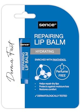 Cura delle labbra riparante, pantenolo, senza profumo, per labbra secche e fragili, sence derma fact, balsamo per labbra bellezza, cura del viso, rossetto, dermatologicamente testato, confezione da 2