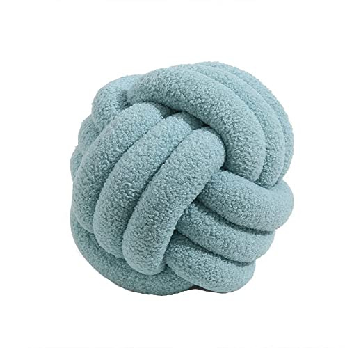 Coussin Rond en Peluche avec nœuds, Coussin Doux et créatif, Coussin pour Dossier de Chaise, Coussin Lombaire, Bleu Clair, 22 cm