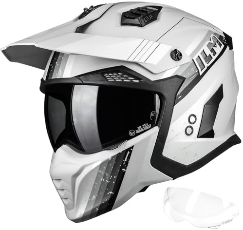 ILM Motorradhelm Herren Damen Motocross Helm Integralhelm Jethelm Vintage Retro mit Visier ECE22.06 Model HS711