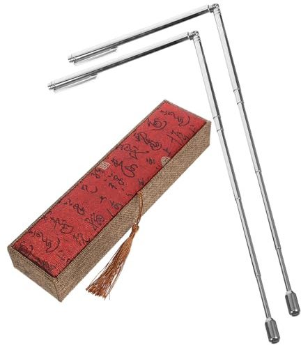 Ipetboom Baguettes de Sourcier en Acier Inoxydable 2 Pièces, Kit de Radiesthésie L Rétractable pour Détection Feng Shui, Outil de Mesure Divinatoire Précis, pour Recherche D’eau et Trésors