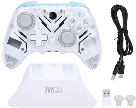 Vvikizy Controller di Gioco Wireless, Trigger Effetto Hall Giroscopio a 6 Assi Programmazione Macro Luce RGB per PC, con Burst 2.4G 5.3, Controller di Gioco Wireless (Bianca)
