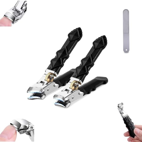 2 StüCk Fballgo Nagelknipser Original, Solymody Nagelknipser - Mit Spritzschutz, Solymody Orthoclip Nagelknipser Set, Fballgo Orthoclip, FüR Dicke FußNäGel Und Senioren (Flache+Schräge Öffnung)