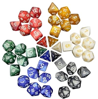 DAFNE Set di dadi D&D, set da 6 pezzi bicolore, inclusi d4, d6, d8, d10, d12 e d20, compatibile con Dungeons & Dragons, D&D, Giochi di Ruolo, Magic: The Gathering, ecc. - 42 dadi in totale