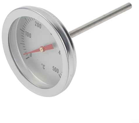 Oven Thermometer Stainless Steel with 70mm Heat-Resistant Sensor Measures 0-500°C for Accurate Temperature Control in Pizza Ovens, Wood-Fired Ovens, Stone Ovens and Grills, M8 Thread