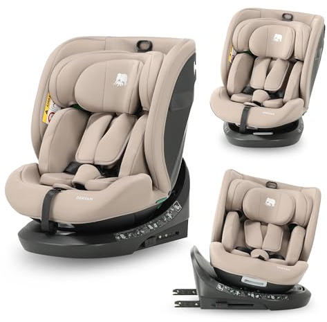 Silla de coche para niños Deryan Cassie i-Size (40-150 cm), 0-12 años, 0-36 kg, Montaje con cinturones de seguridad, reposacabezas y respaldo ajustables, reductor e inserto lingual, R129 (Nougat)