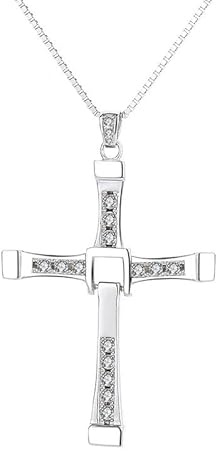 VQNJRZIGB Herr 925 Sterling Silver Vin Diesel korshalsband Dominic Toretto Fast And Furious hängsmycke Stor storlek 22g Heavy Chain Smycken,50CM(S)