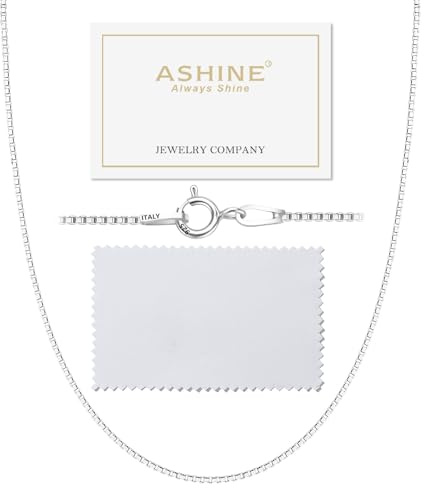 ASHINE Silver Chain for Men Silver Chain Necklace for Women Chain Necklaces for Women Valentine Charm Jewelry Chain Long Necklaces for Women (0.8mm Box Chain Spring Ring Clasp 18 Inches)