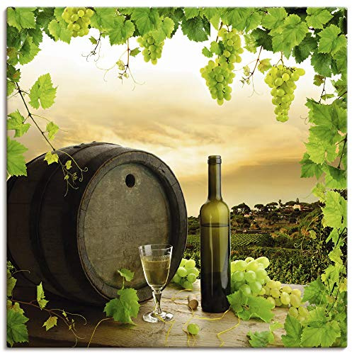 ARTLAND Wanddeko Leinwand Bilder Wandbild 40x40 cm Quadratisch Landschaft Natur Wein Obst Trauben Weinberg Winzer U1UE