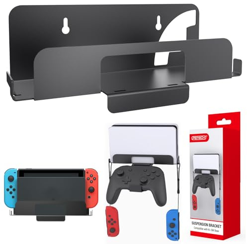 GZW-Shop Wandhalterung für NS Switch und NS Switch OLED, Wandhalterung mit Switch Controller Halter