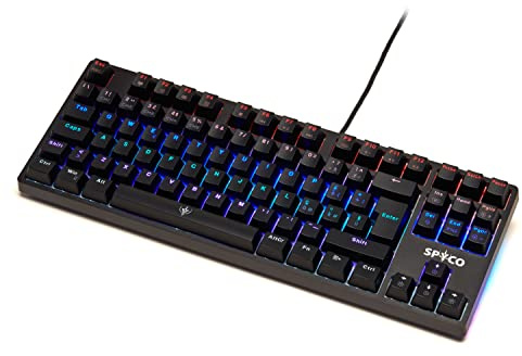 SPYCO Challenge KE-112, Mechanische Gaming Tastatur, italienisches Layout, RGB-LED- Hintergrundbeleuchtung, 87 Tasten, Tastenkappen ABS, braune Outemu-Schalter, Anti-Ghosting-Tastenkonfiguration