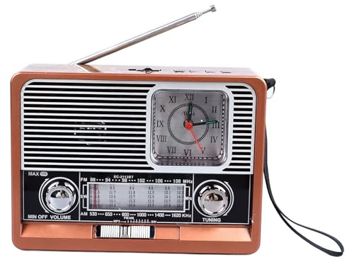 Radio Vintage Portátil, Am FM SW Radio Bluetooth de Estilo Clásico Antiguo, Radio Retro Multifuncional con Función de Altavoz para Decoración de Barra de Oficina en Casa