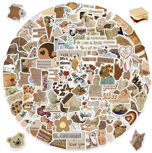 DGUSO 112 PCS Pegatinas Aesthetic, Stickers Aesthetic para álbumes de Recortes, Impermeable Pegatinas Vinilo Vintage para DIY, Coche, Moto, Scrapbooking, Ordenador Portátil etc
