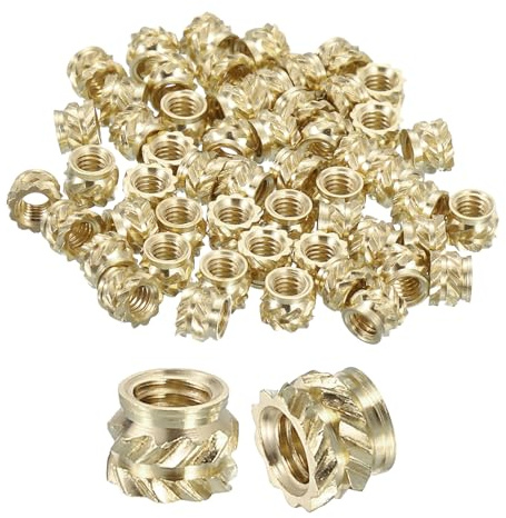 sourcing map Lot de 100 écrous moletés M2,5 x 3 mm L x 4 mm OD pour impression 3D - Inserts filetés femelles en laiton