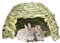 Meerschweinchenhaus, Hütte, Hausstall, Grashaus für Meerschweinchen, handgewebte Strohhütte, klappbares Kleintierversteck, Bett mit Doppelöffnungen, Spielhaus für Hasen