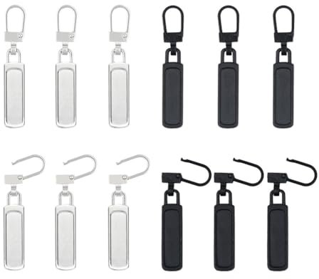 SHUNCHG 12 pezzi Ricambio per Cerniera, Linguette Rimovibili in Metallo, Estrattori per Cerniera Borse, Vestiti, Stivali, Jeans, Giacche, Valigie, Bagagli