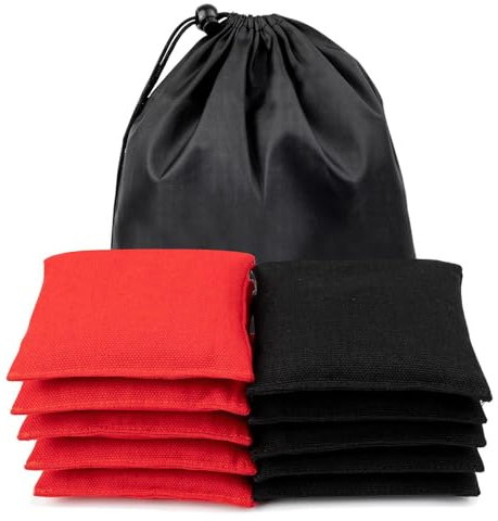 WOFEU Bolsas de Frijol de Nylon,Juego Lanzamiento para Aire Libre Mini Cornhole Bolsas de Frijoles, para lanzar Deportes al Aire Libre Juegos Familiares Juguetes para niños (Rojo + Negro)