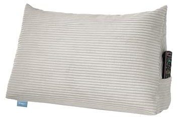 XDREAM Bettsitzkissen, Keilkissen für Bett und Sofa aus Kord in beige | Formstabiles Rückenkissen und Lendenkissen mit praktischem Seitenfach | waschbarer Bezug | Öko-Tex zertifiziert | 70 x 40 x 20cm