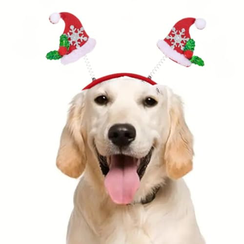 Jovono Weihnachtsmütze für Hunde, Stirnband mit Weihnachtsgeweih, Weihnachtskostüm, Schneeflocken-Kopfbedeckung für Hunde und Katzen (Mütze)