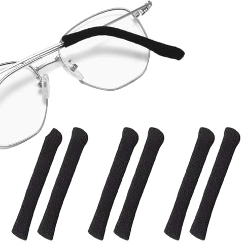 KWKPR 3 Paia di Staffe per Occhiali con Rivestimento per Occhiali, Gancio per Orecchio Antiscivolo Morbido Covers per Aste in Tessuto a Maglia, Cuscinetti Auricolari a Maglia, Antiscivolo
