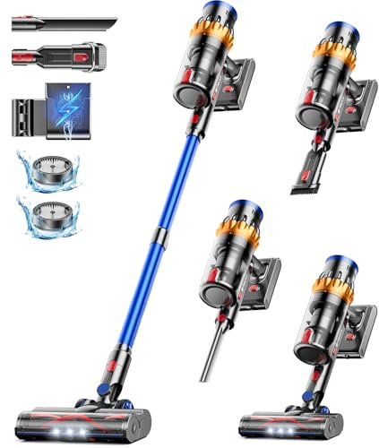 MIBODE Aspirapolvere con batteria 48000 Pa/580 W/65 mins, aspirapolvere senza fili da 1,6 l, super silenzioso con schermo intelligente, aspirapolvere con modalità automatica e spazzola anti-groviglio