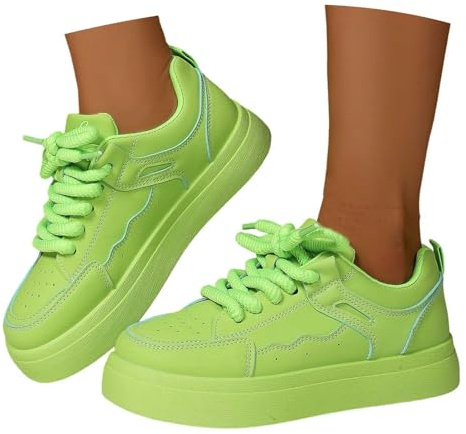 Generisch Baskets à enfiler pour femme - Chaussures de sport respirantes - Chaussures traditionnelles - Lacets - Chaussures de loisirs, O Vert., 40 EU