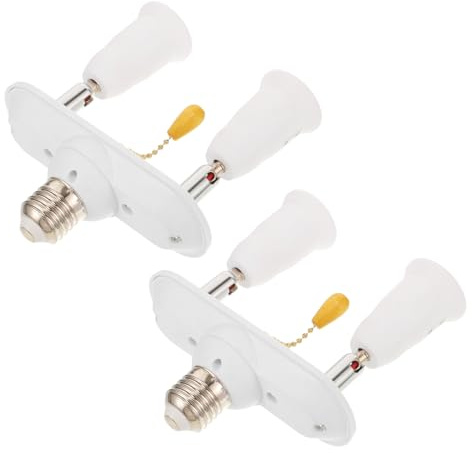 Holibanna Adaptador Portalámparas E27/E26 Interruptor de Cadena Base de Lámpara de Plástico 2 Unidades Convertidor Enchufe a Bombilla Accesorios para Lámparas de Mesa y Escritorio