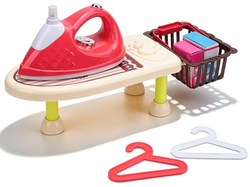 Changor Set di Assi da Stiro Giocattolo Dal Design Realistico, funzionalità Elettrica per Bambini, Finta Lavanderia, Giochi di Ruolo, Giochi di Ruolo per Ragazze