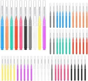Set di 50 spazzolini interdentali, 10 colori, per la pulizia dei denti, per la cura quotidiana dei denti e l'igiene orale, confezione da 50 pezzi, multicolore